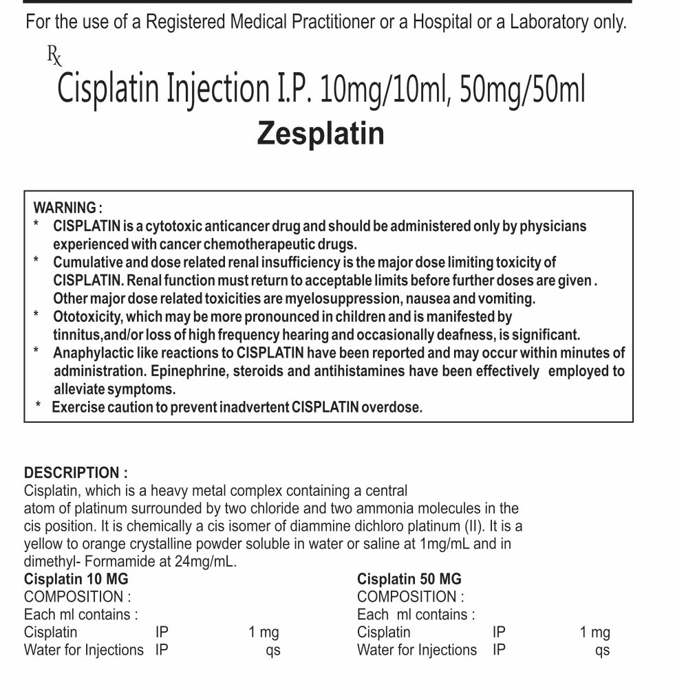 ZESPLATIN 50MG INJECTION